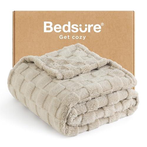Bedsure GentleSoft Throw Blanket for Couch - Super Soft Cozy Blankets Gifts for Kids Girls, Cute Small Fleece Throws for Bedroom Home Decor, Neutral, 50x70 Inches