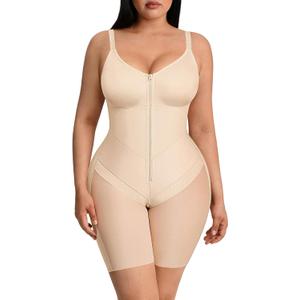 FeelinGirl Fajas Colombianas Moldeadoras Shapewear Tummy Control Postpartum Butt Lifting Body Shaper with Zipper Crotch (XX-Large, Beige)