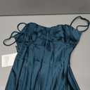 Satin Spaghetti Strap Backless Ruched Twist Cocktail Dresses for Women Silk Open Back Cut Out Midi Dress Wedding Guest (Blue, XS)