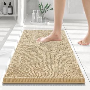 Smiry Luxury Chenille Bathroom Rugs 24x16, Extra Soft and Absorbent Shaggy Bath Mat, Machine Washable, Non-Slip Plush Carpet Runner for Tub, Shower, and Floor, Home Decor Accessories, Beige Smiry Luxury Chenille Bathroom Rugs 24x16, Extra Soft and Absorbent Shaggy Bath Mat, Machine Washable, Non-Slip Plush Carpet Runner for Tub, Shower, and Floor, Home Decor Accessories, Beige