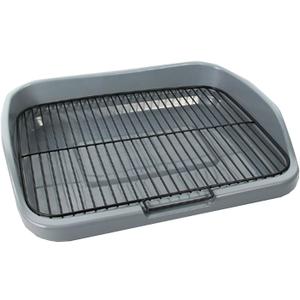Dog Potty Tray, Bathroom Litter Box, Square Pet Training Toilet with Removable Grille, Indoor Wee Traiys for Small Medium Dogs Floor Protection(Gray)