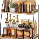 ANBOXIT Countertop Coffee Station Organizer, 2 Tier Wooden Shelf for Coffee Bar Accessories, Condiment Storage Caddy for Kitchen, Home, Office - Brown