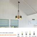 Black and Gold Ceiling Light, Industrial Modern Chandelier 3-Lights Fixture,Height Adjustable Hanging Pendant Island Lighting for Living Room,Foyer,Hall,Kitchen,Entryway (Small E26 Bulb,Not Standard)