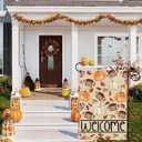 4 x Fall Welcome Pumpkins Footballs Maple Leaves Autumn Garden Flag Yard Flag 12x18 Inch Double Sided Small Mini Yard Outdoor Outside Farmhouse Holiday Decoration