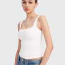 PUMIEY White Tank Tops for Women Square Neck Sleeveless Summer Tops, Splashed White X-Small