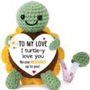 Anniversary Turtle Gifts for Her, Sunflower Turtle Romantic Love Gift for Girlfriend Wife, Handmade Retractable Measuring Tape Birthday Stocking Stuffer for Women