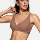 OEAK Womens Deep V Bras Wireless Comfortable Bra Supportive No Underwire Bras Tshirt Push Up Bralettes Plunge Seamless Bra (M)