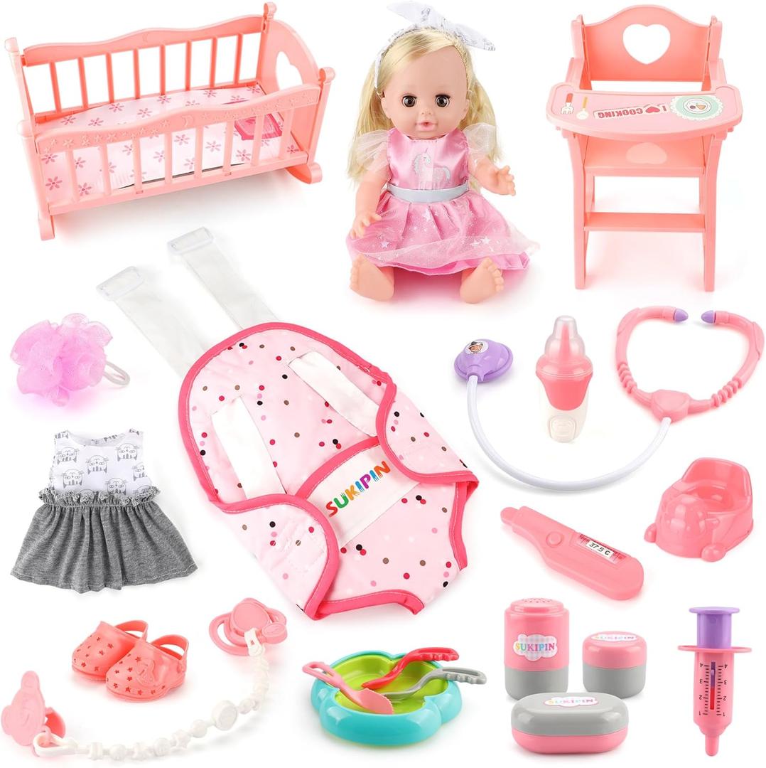 Valentines Day Gifts for Kids, Baby Doll Playsets, Baby Doll with Accessories Set for Girls 3-5, Baby Doll Set for 3 4 5 Year Old Girl (Doll Playset)