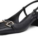 NEWBELLA Women's Closed Toe Chunky Heel Sandals - Ankle Strap Slingback Sandals with Pull-Up Buckle for Business & Daily Wear