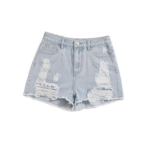 SOLY HUX Girl's Ripped Raw Hem Denim Shorts High Waisted Straight Leg Summer Jeans Shorts, XS