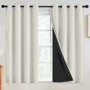 SimpleHome 100% Blackout Curtains for Bedroom,Thermal Insulated Cream Grommet Window Drapes Room Darkening Curtains for Living Room with Black Back,52 x 54 Inch,2 Panels