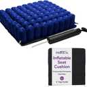 Inflatable Wheelchair Seat Air Cushion - 20" x 18" - High Profile - Pressure Sore and Ulcer Treatment - Dual Valve for Pressure Redistribution - Includes Pump, Nylon Cover, and Repair Kit