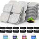 Cat Pet Water Fountain Filters, 12 Pack Replacement Filters Fit for 101oz/3L Crystal Cat Fountain, Triple Filtration System (12 Filters+12 Sponges)