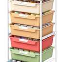 Rolling Storage Utility Cart with 6 Drawers,Art Supply Craft Organizer,Sewing Makeup Organizer and Storage,Office Organization Wooden Tabletop,Dark Tangerine Watermelon