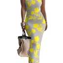 HTD Women Summer Casual Long Bodycon Maxi Dress Sexy Slip Backless Dresses Grey Yellow XL
