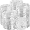 200 Count Sip Lids for Plastic Cups 90mm Strawless Clear Lids for Iced Coffee Beer Beverage Sipper Cups(White)