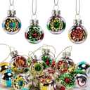 16 Pcs Christmas Reflector Ball Ornament, Christmas Mini Reflector Glass Decor, Vintage Xmas Glass Reflective Balls for Vintage Party Hanging Tree Flower Arrangement Decor Multicolored
