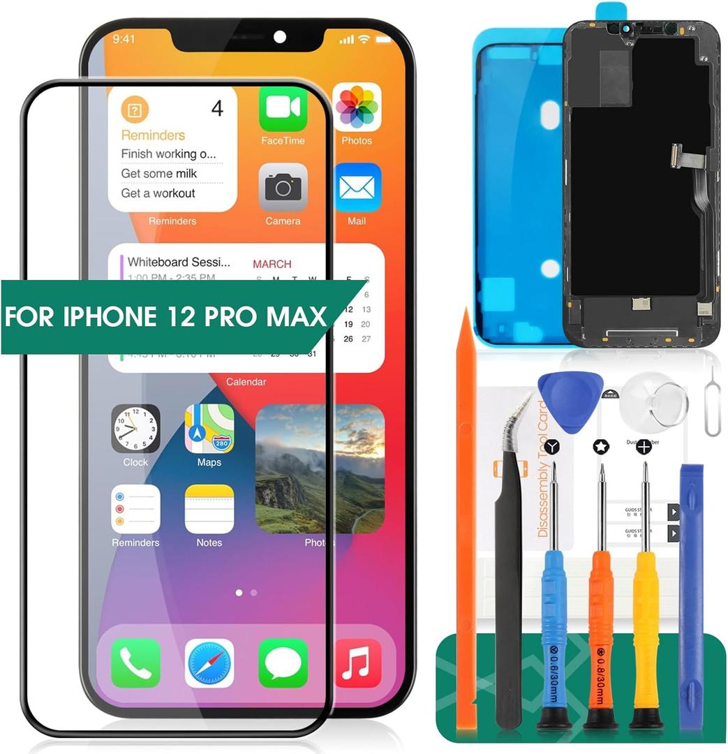 for iPhone 12 Pro Max Screen Replacement A2411 3D Touch LCD Screen Replacement A2342 LCD Display A2410 Touch Digitizer Assembly A2412 Repair Parts Kits