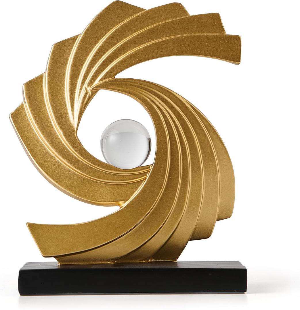 Abstract Art Statue,Modern Gold Minimalist Decoration,Geometric Abstract Sculpture,Decoraciones para Sala Bedroom Office Coffee Tabletop Centerpiece Decoration Resin Collectibles (Gold)
