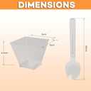 100 Pack 3 oz Square Mini Dessert Cups and Spoons - Clear Shooter Cups for Parfait, Appetizer, Pudding - Small Plastic Cups for Party