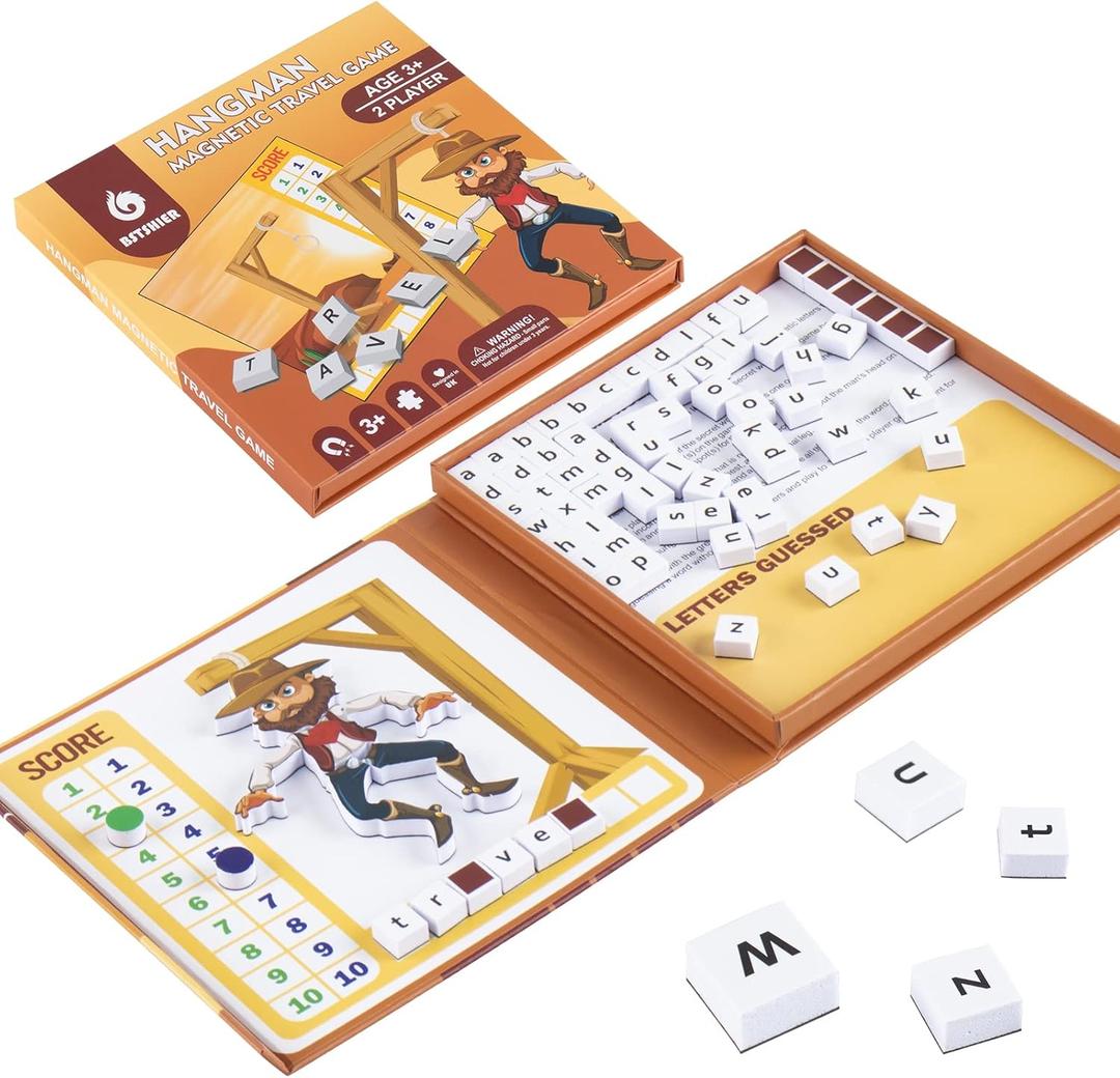 Magnetic Hangman Board Game for Kids Ages 4-10 - Reusable Travel Toys with - Airplane Educational Road Trip Essentials Screen-Free Learning,Easter Gift