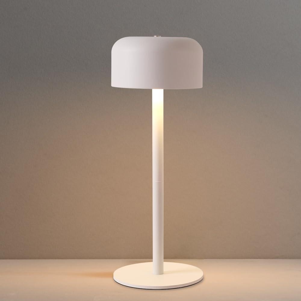 Modern Cordless Table Lamp, Portable LED Desk Lamps, 6000mAh Rechargeable Battery Operated Lighting for Bedroom Dining Room Restaurant Coffee Shop Camping Night Light (White)