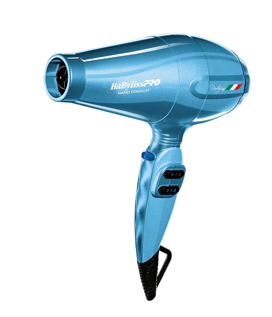 BaBylissPRO Nano Titanium Italian Portofino Hair Dryer - Professional 2000 Watt Blow Dryer (Blue)