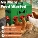 48 LB Large Automatic Chicken Feeder, No Waste Metal Poultry Feeder with 8 Ports, Weatherproof Outdoor Dispenser with Adjustable Legs & Locking Lid for Backyard Chickens, Green