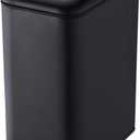 HILFA 5 Liter/1.3 Gallon Compact Stainless Steel Rectangular Step Trash Can, Bathroom and Kitchen, Matte Black, SB3200-MB