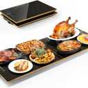 Food Warmers for Parties Buffet, 31.5"x12" Assemblable Stackable Electric Warming Tray with 8-Level Temperature Adjustment and 8-Hour Timer, Upgraded Desktop-Protecting Food Warming Mat (Black & Gold)