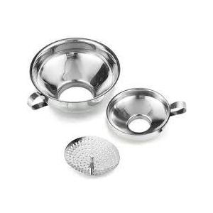 Delove Canning Funnel with Strainer for Wide and Regular Mason Jars - Wide-Mouth Funnels for Kitchen Use - Canning Supplies Kit - Stainless Steel - 3 Pack (Small and Large)