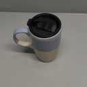 Bosmarlin Ceramic Travel Coffee Mug with Handle and Lid, 18 oz, Portable Coffee Cup for Car Cup Holder, Microwave and Dishwasher Safe, Reactive Glaze (Light Blue)