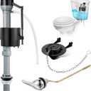 Saillong Universal Toilet Tank Replacement Kit, Include Toilet Fill Valve, 2 Inch Low Flow Toilet Rubber Flapper, Side Mount Toilet Flush Brass Handle(Dark Grey, Black,1 Set)