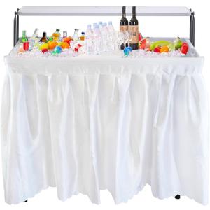 Nice C 4 ft Folding Ice Cooler Table, Party Cooler, Grazing Table, Tables with Drain, Party Cooler Tables, with Matching Skirt, Storage Shelf (White), 4 ft x 38.2 in x 22 in x 39.4 in