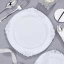 Nervure 700PCS Silver Plastic Plates - Silver Plastic Dinnerware Sets for 100 Guests - 200 Disposable Plates, 300 Silverware, 100 Cups, 100 Napkins for Wedding & Party