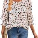 SOFIA'S CHOICE Womens Chiffon Blouse 3/4 Sleeve Smocked Cuff Flowy Business Casual Dressy Work Top Multicolor, Medium