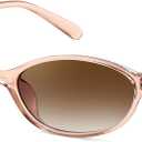 FEISEDY Retro Oval Cat Eye Sunglasses for Women 90s Narrow Lightweight Shades Y2k Trendy Sunnies B0257 (Champagne/Gradient Tea)