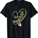 Proud Army Daughter Clothing Funny Military Heart Camouflage T-Shirt (Black, XL)
