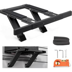 Window AC Support Bracket, No-Drill No-Tool Air Conditioner Support Bracket Adjustable Wall Mount, Heavy Duty Steel Holds Up to 300lbs, Fits Single Or Double Hung Windows, Black