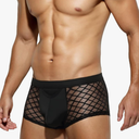 Arjen Kroos Men's Underwear Sexy Breathable Mesh Boxer Briefs Trunks with Open Fly Pouch, L