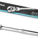 DURATECH 3/8" Drive Flex-Head Ratchet, 72-Tooth Ratchet Wrench, Quick-release, Reversible Switch, Full-Polished Chrome Plating, Alloy Steel