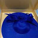 dressfan Church Fascinator Derby Hats for Women,20s 50s Linen Vintage Derby Hat for Church/Wedding/Cocktail/Tea Party (Blue)
