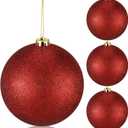 Liliful 4 Pcs Large Outdoor Christmas Ornaments Plastic Jumbo Fillable Balls Ornament Big Xmas Tree Hanging Decoration for Home Outside Holiday Lawn Yard Party, 3.9 Inch(Red)