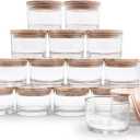 SHOWIN Thick Candle Jars for Making Candles 16 Pcs, 4 OZ Empty Jars with Wood Lids for Candle Making, Sample Container - Dishwasher Safe,Clear