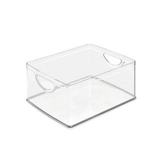Plastic Food Storage 1 Pack Clear Container Bin with Handles for Organizing Kitchen, Pantry, Refrigerator, Freezer, Pantry, Cabinet, Closet, Bathroom 10”x8”x5”
