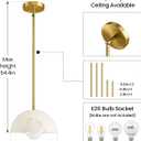 Modern Pendant Light Fixtures: 10 Inch Resin Shade Mid Century Chandelier - Adjustable Gold Pendant Lighting for Kitchen Island Living Room Hallway 3 Packs, Gold, 3 Pack-With Glass Globe 
