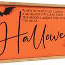 Halloween Wall Art Framed with 3D Bat, 23.611.8 Inch Wooden Orange Halloween Sign Decor, Indoor Bedroom Bathroom Living Room Rustic Farmhouse Decorations for Home