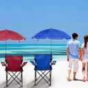 2 Pack Beach Umbrella Chairs Folding Camping Portable Beach Chairs with Canopy Shade Adults with Cup Holder Carrying Bag for Camping Hiking Travel Picnic Outdoor Events(Blue and Wine Red)