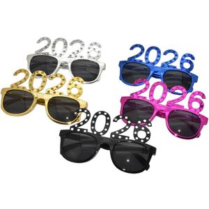 5PCS 2026 Plastic Eyeglasses Happy New Year's Eve Glasses Graduation 2026 Party Photo Props Supplies