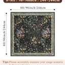 8x8 Square Area Rug Living Room, Non-Slip Floral Washable 8ft Square Rug Low Pile Thin Indoor Carpets for Dining Room Bedroom Office High Traffic Area Boho Vintage Home Decor (8ft Square, Black)